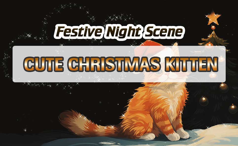 Cute Christmas Kitten with Santa Hat | Adorable Free HD Videos | Magical Festive Scene | No Copyright Stock Footage | VM1170 Cute Christmas Kitten with Santa Hat Free HD Videos, VM1170