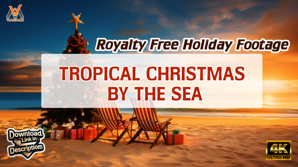 Tropical Christmas by the Sea | Stunning Free Christmas Background | Festive Tree & Sunset Waves | Royalty-Free Holiday Footage | VM1174 Tropical Christmas by the Sea, Stunning Free Christmas Background, VM1174
